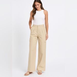 Elegant Beige Wide Leg Pants